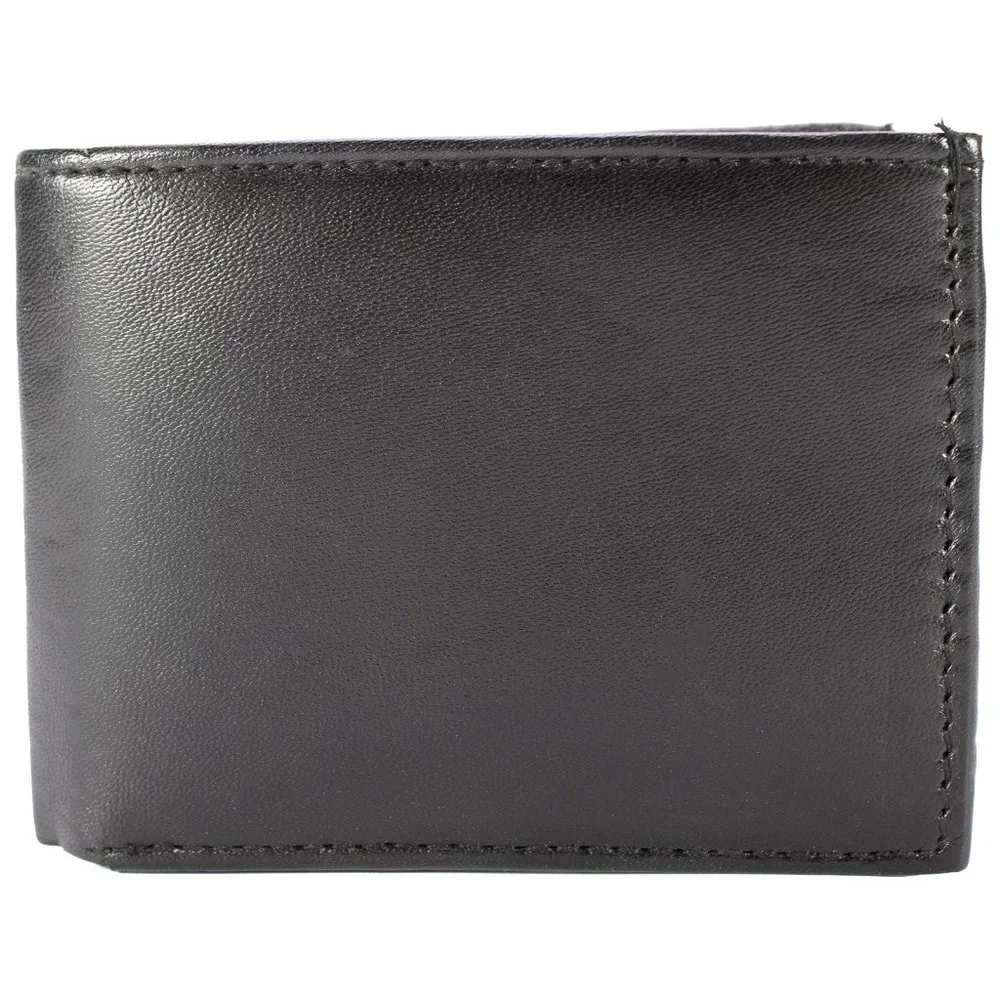 Men Lambskin Leather Wallet ID Card Organizer Black Bifold Stylish Wallet